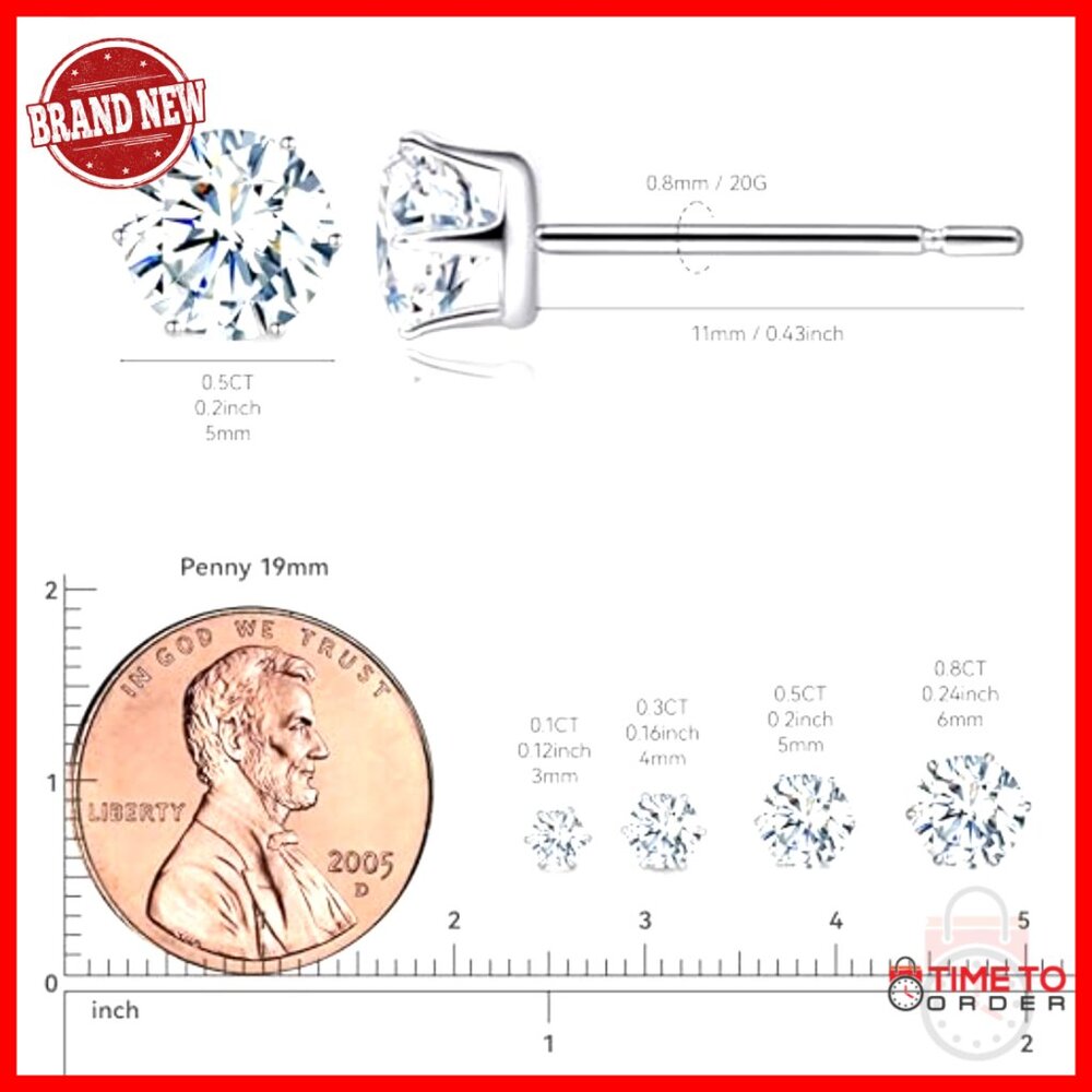 Moissanite Stud Earrings Titanium Hypoallergenic … - image 5